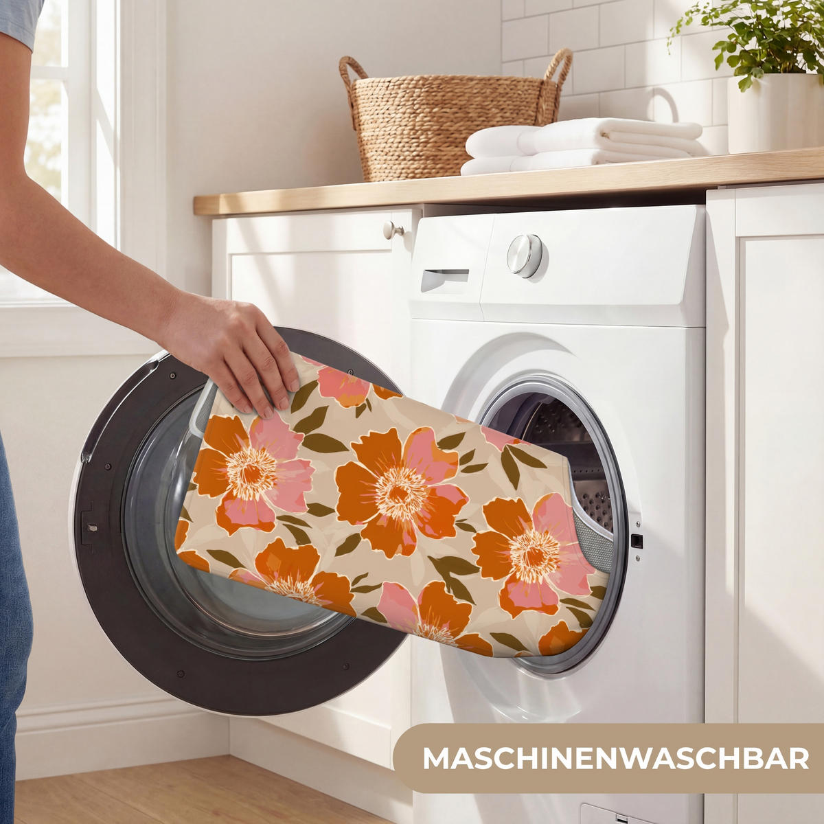 WC-VORLEGER Blumen - Motiv - Retro Toilettenvorleger 55x60 cm - Multicolor, Kunststoff/Textil (55/1cm) - OnlyWow