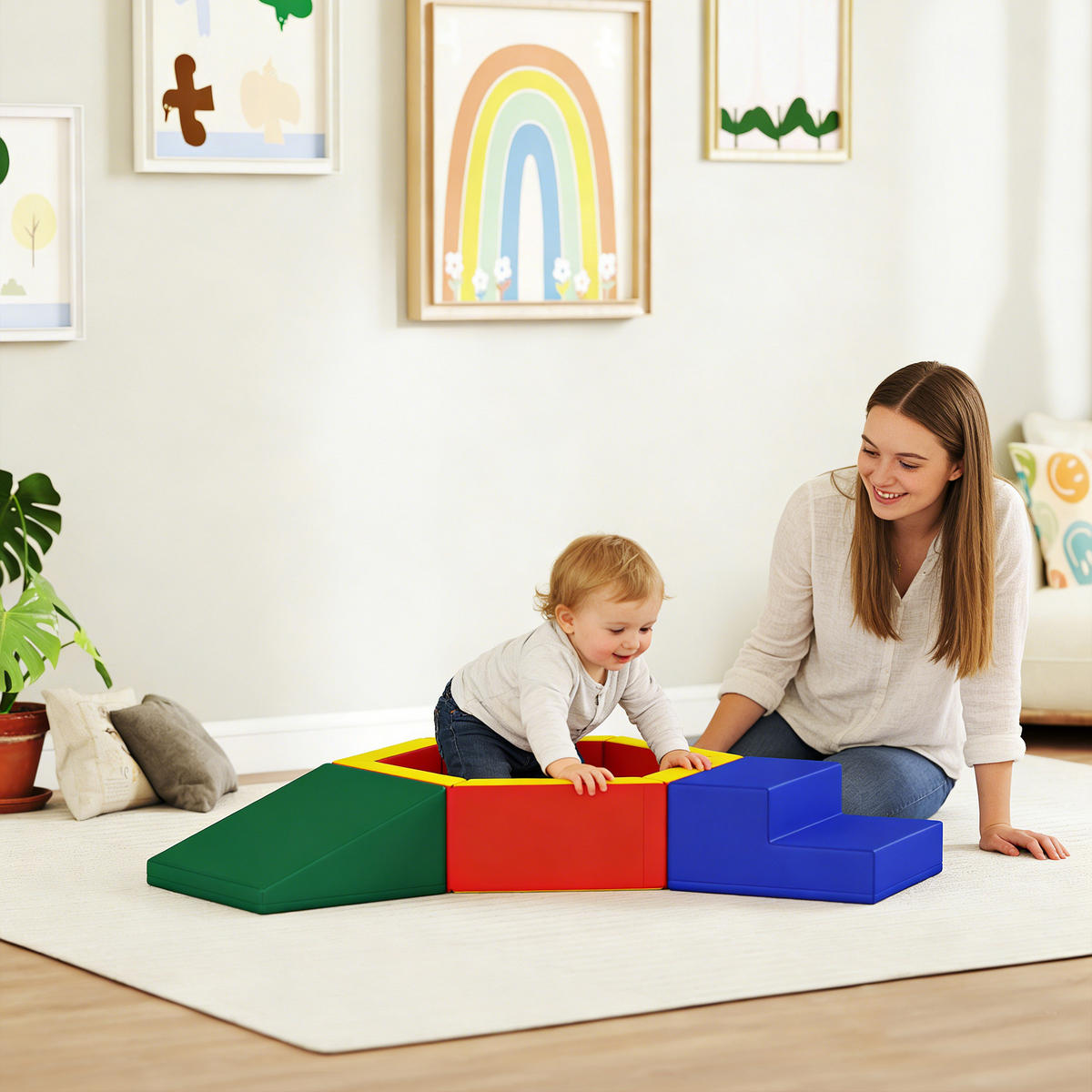 MOTORIKSPIEL DE-18215 3-in-1, EPE-Schaum Bunt - Multicolor, Kunststoff (100/25/190cm) - ComfortXL