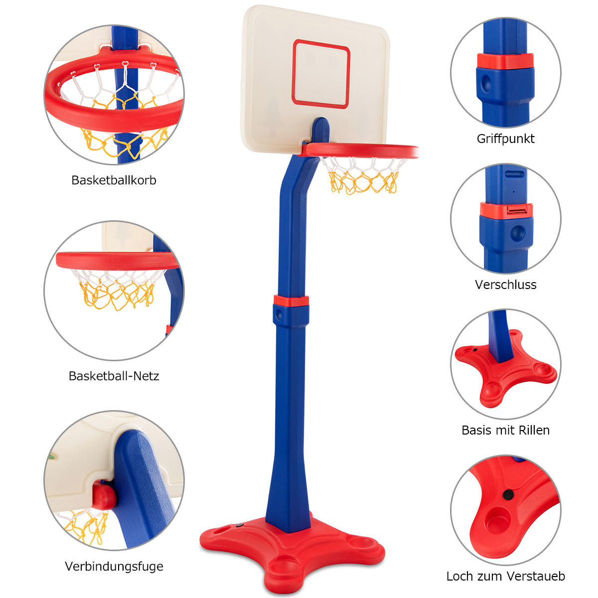 BASKETBALLKORB Multicolor - Multicolor, Kunststoff (85/65cm) - COSTWAY