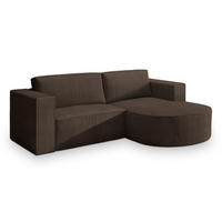 ECKSOFA SORELA P R-S Braun Kordstoff mit Schlaffunktion - Braun, Holz (263/174cm) - MASSENO