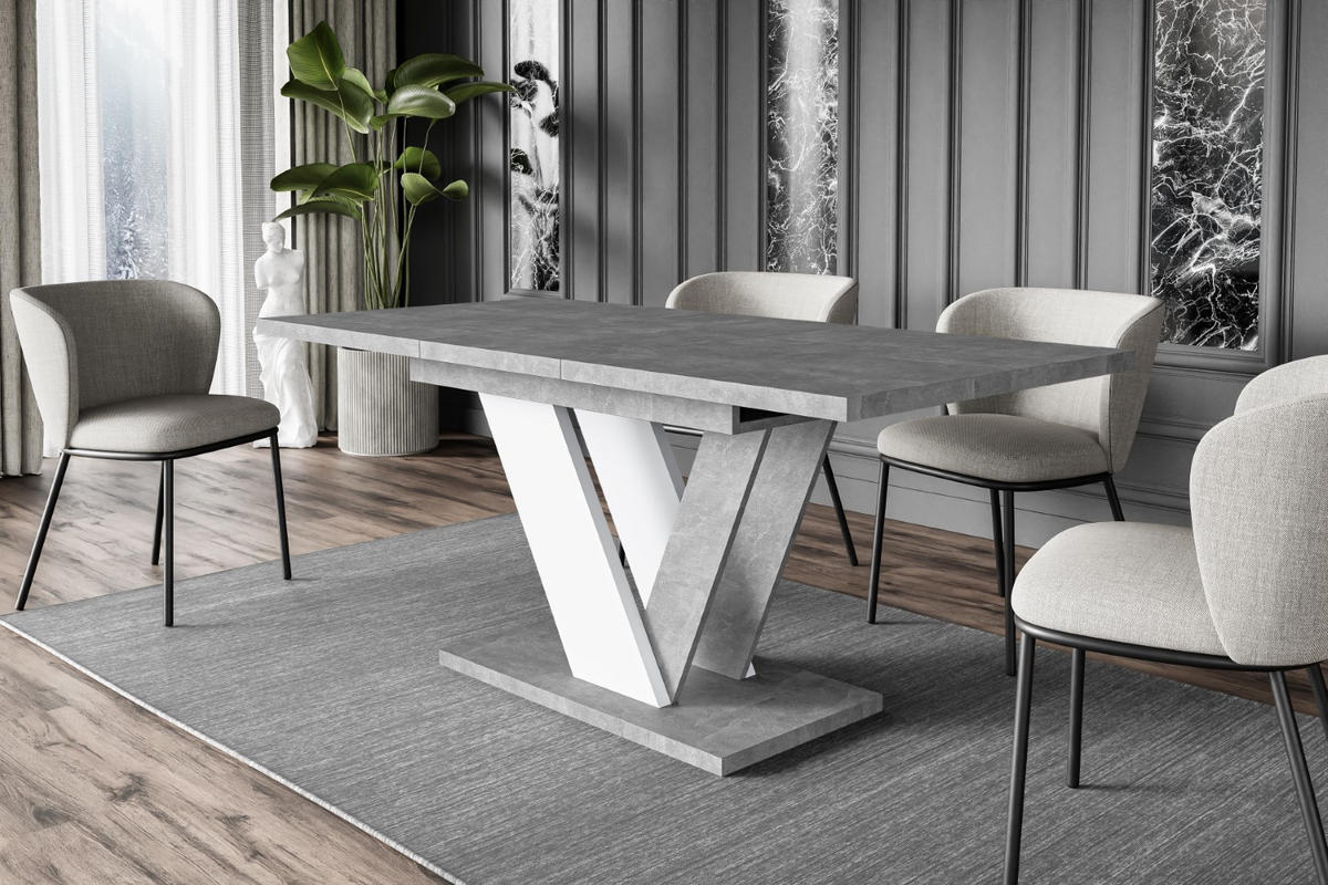 ESSTISCH ausziehbar 120 -160x80x75 cm - Stone / White - CLASI - Weiß/Grau, Holzwerkstoff (120/80/75cm) - ALTDECOR