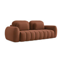 3-SITZER SOFA mit Schlaffunktion Bouclé Stoff Orange - Terracotta/Schwarz, Holzwerkstoff/Kunststoff (266/95/121cm) - LaMiaSofa