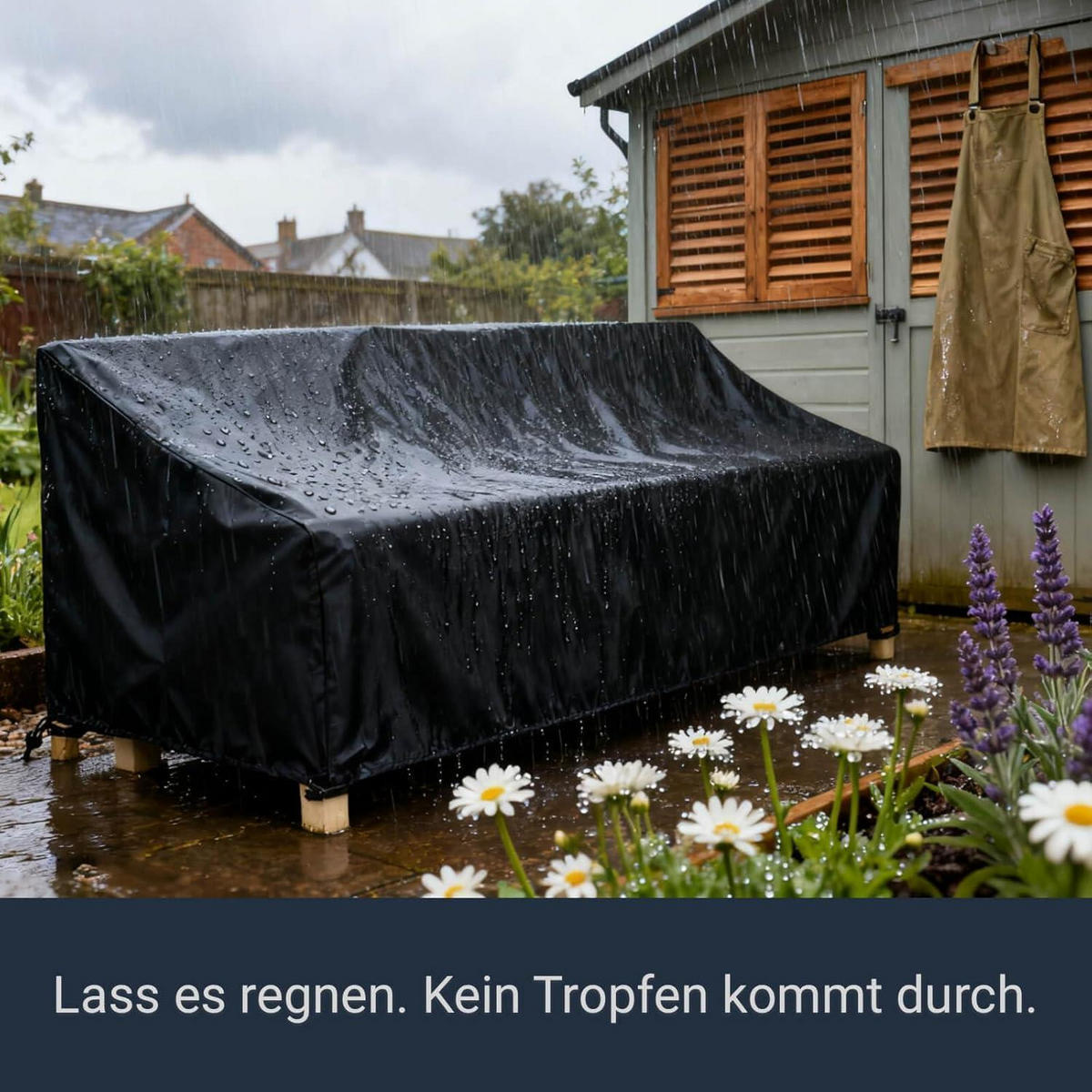 ABDECKHAUBE Gartenbank 3-Sitzer 160 x 70 x 60/88 cm Wasserdicht Oxford 210D - Schwarz, Kunststoff (160/70/60cm)