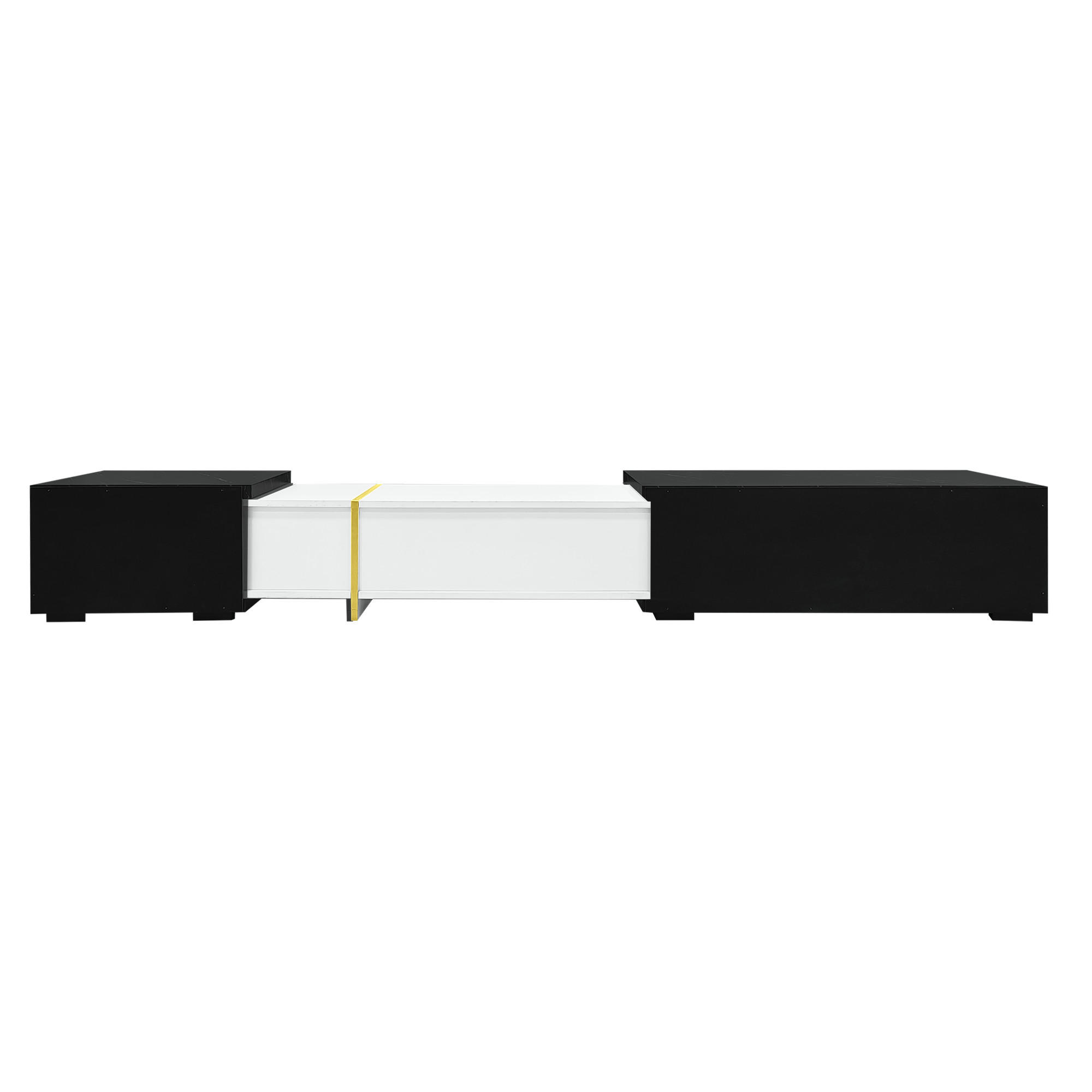 TV-MÖBEL Weiß und Schwarz 140-260/40/30 cm - Schwarz, Holzwerkstoff (140/30/40cm) - PANGIVO