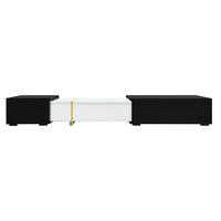 TV-MÖBEL Weiß und Schwarz 140-260/40/30 cm - Schwarz, Holzwerkstoff (140/30/40cm) - PANGIVO