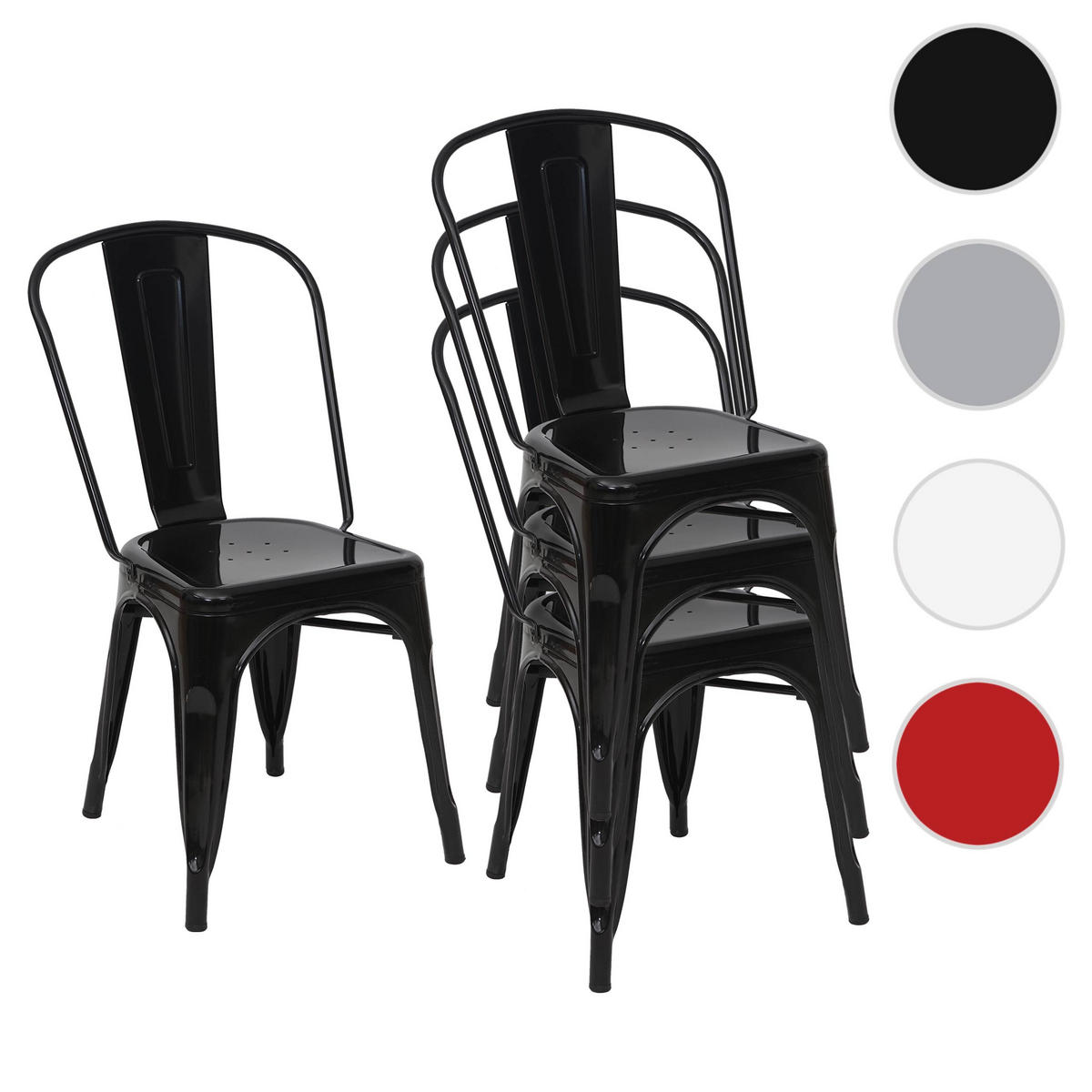 STUHL METALL Schwarz 4er-Set - Schwarz, Metall (45/87/43cm) - MCW