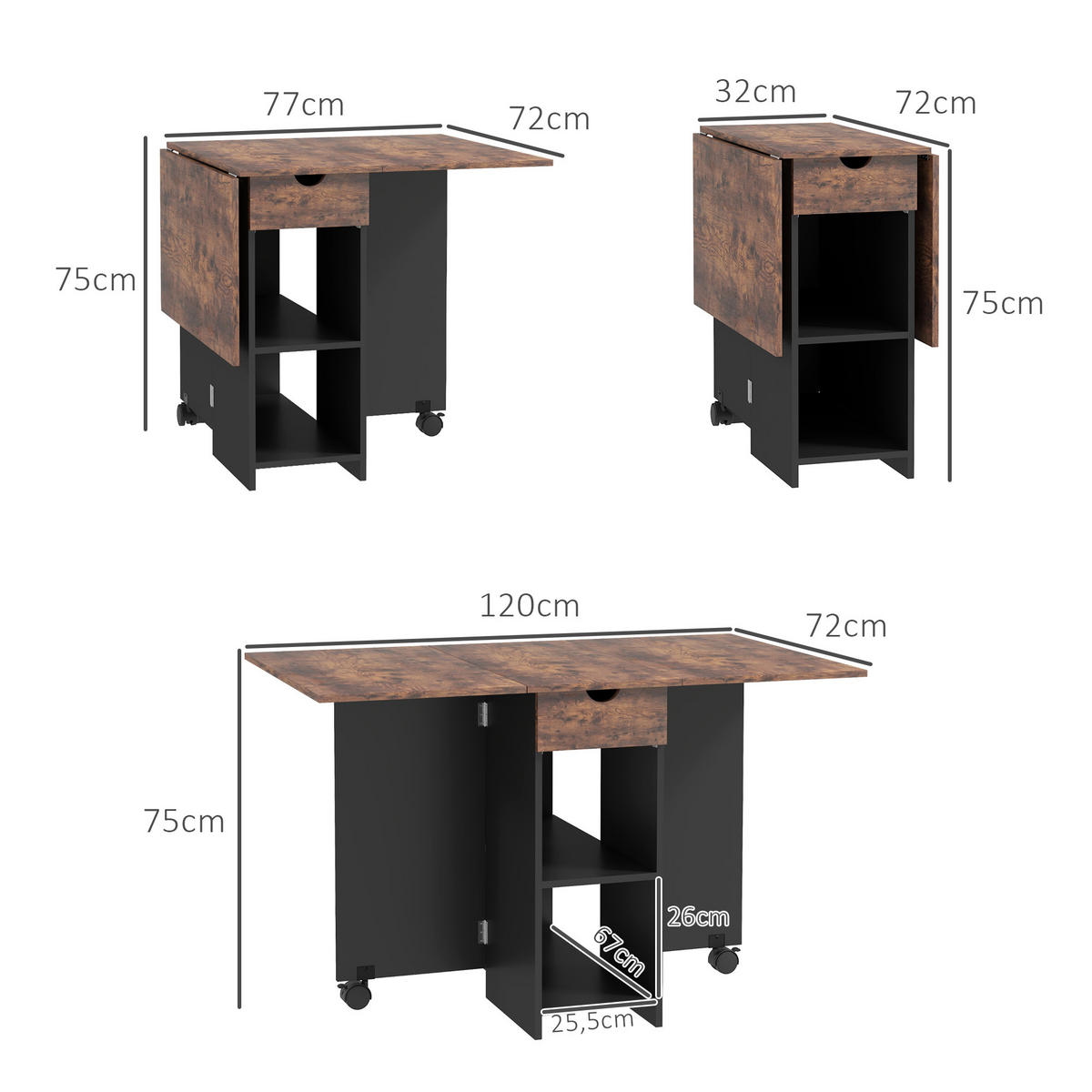 ESSTISCH Rustikales Braun 1 Stück - Braun, Kunststoff (120/72/75cm) - GiPP