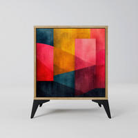 SIDEBOARD COLORFUL SOUNDS, Eichefarben, 57,5x42x70,5 cm, Schwarze Metall-Sternfüße - Eichefarben/Multicolor, Holzwerkstoff/Metall (57.5/70.5/42cm) - SpaceRebels