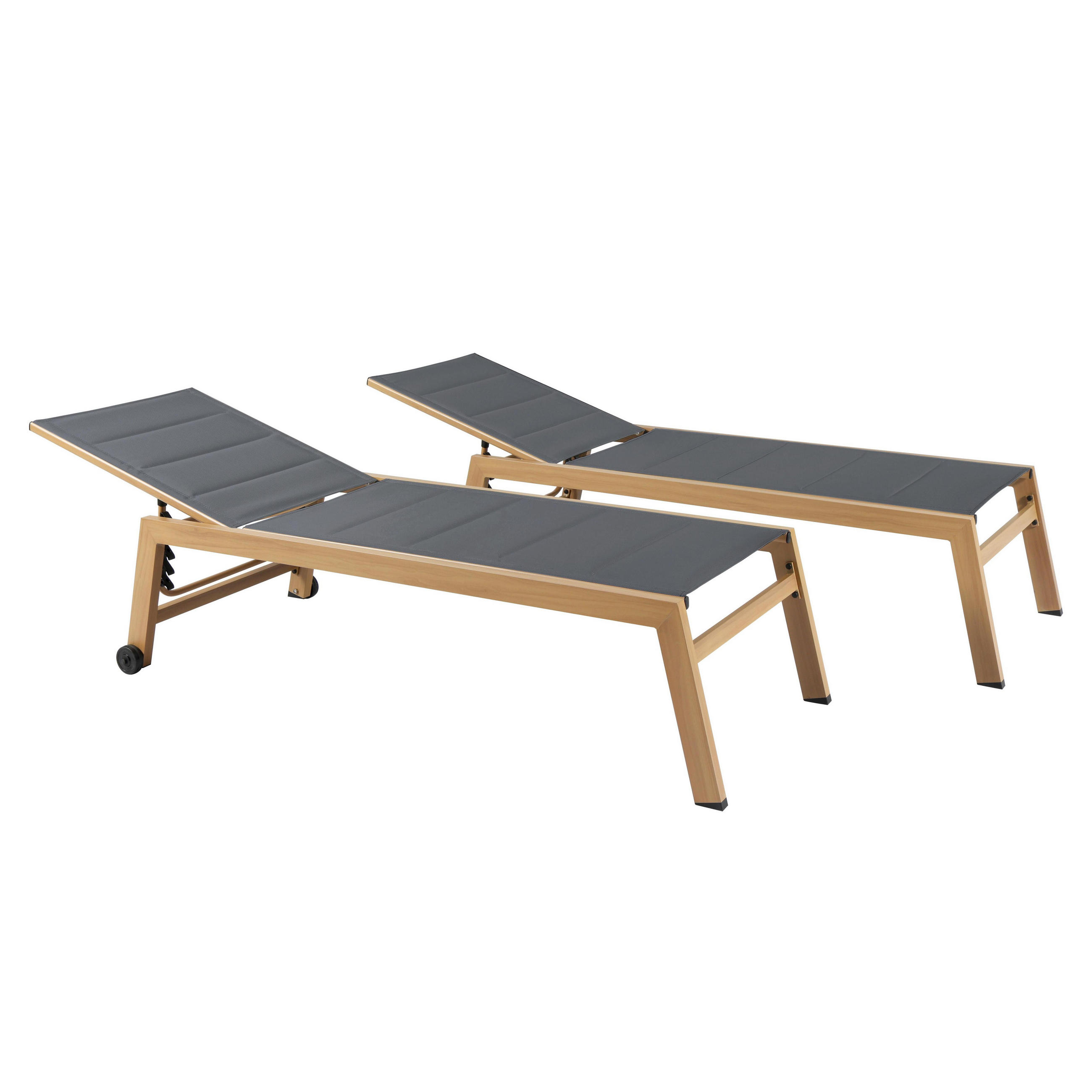 SONNENLIEGE 2-tlg., Grau - Grau, Textil (65/102/169cm) - Oviala