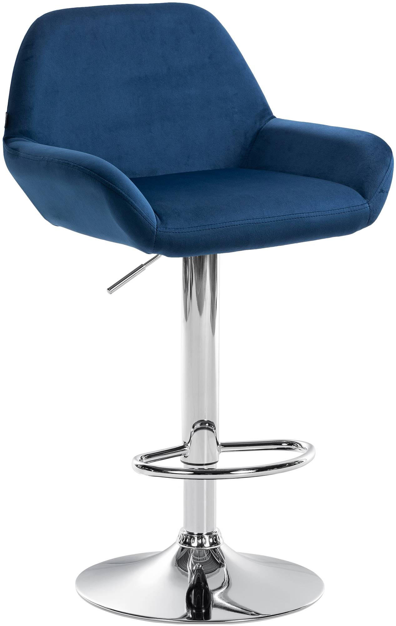 BARHOCKER DUBLIN Blau Samt Chrom - Blau, Textil/Metall (51/89/52cm) - DELUKE