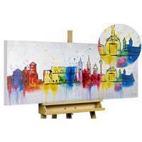 OLEJOMAĽBA 120/60 cm, Mesto a architektúra - sivá, drevo/textil (120/60cm) - KUNSTLOFT
