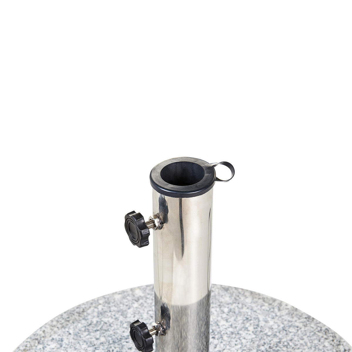 SONNENSCHIRMSTÄNDER Granit/Edelstahl grau 45 cm Ceggia - Silberfarben/Grau, Stein (45/45cm) - Beliani