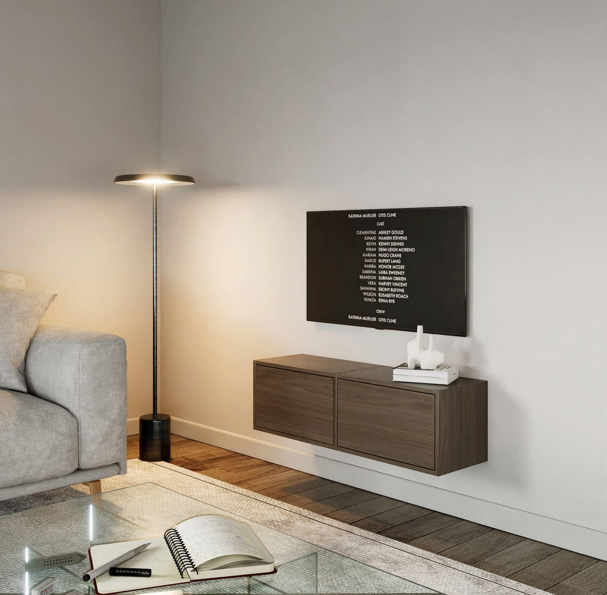 TV-LOWBOARD Framme hängend, 2 Klappen, Walnuss, 100/30/30 cm - Dunkelbraun, Holzwerkstoff (100.6/30/30cm) - Selsey