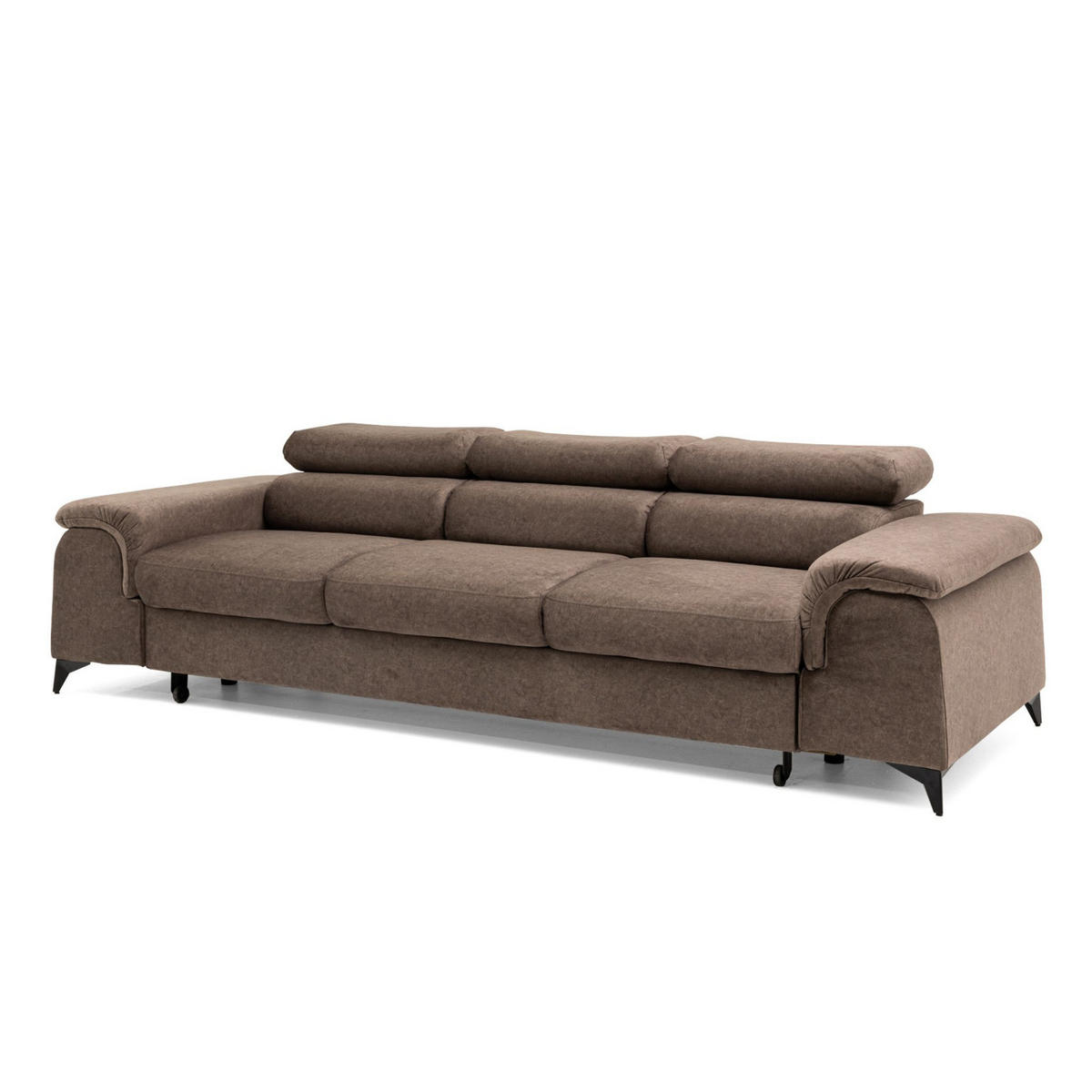 3-SITZER Sofa PLAZA mit Schlaffunktion 127x195 Velours Braun - Schwarz/Braun, Holz/Textil (260/90/100cm) - Muffo