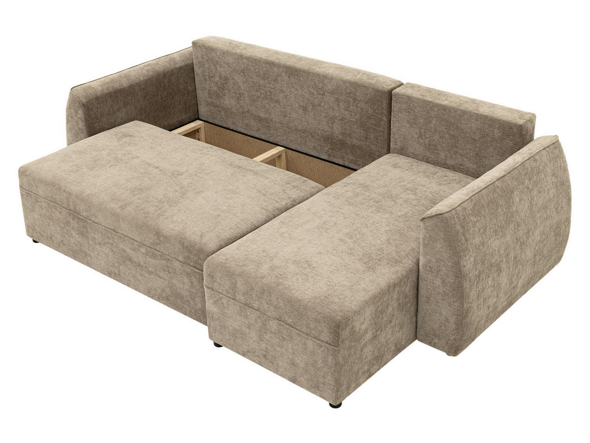 ECKSCHLAFSOFA Darlan - Dunkelbraun/Schwarz, Holz/Kunststoff (245/143cm) - MIRJAN24