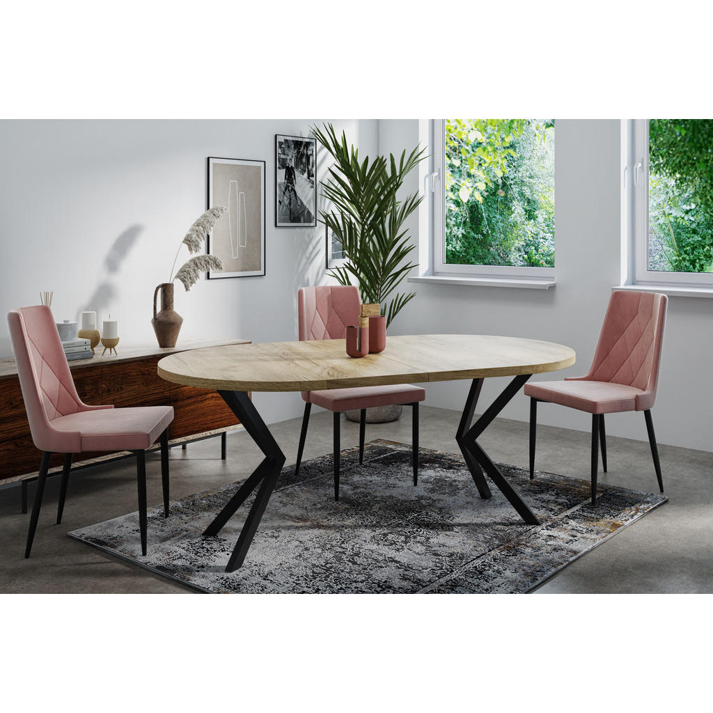 Thumbnail - WFL Group Esstisch, Eiche Wotan, Holzwerkstoff, Rund,Rund, 120x76x120 cm, Esszimmer, Tische, Esstische