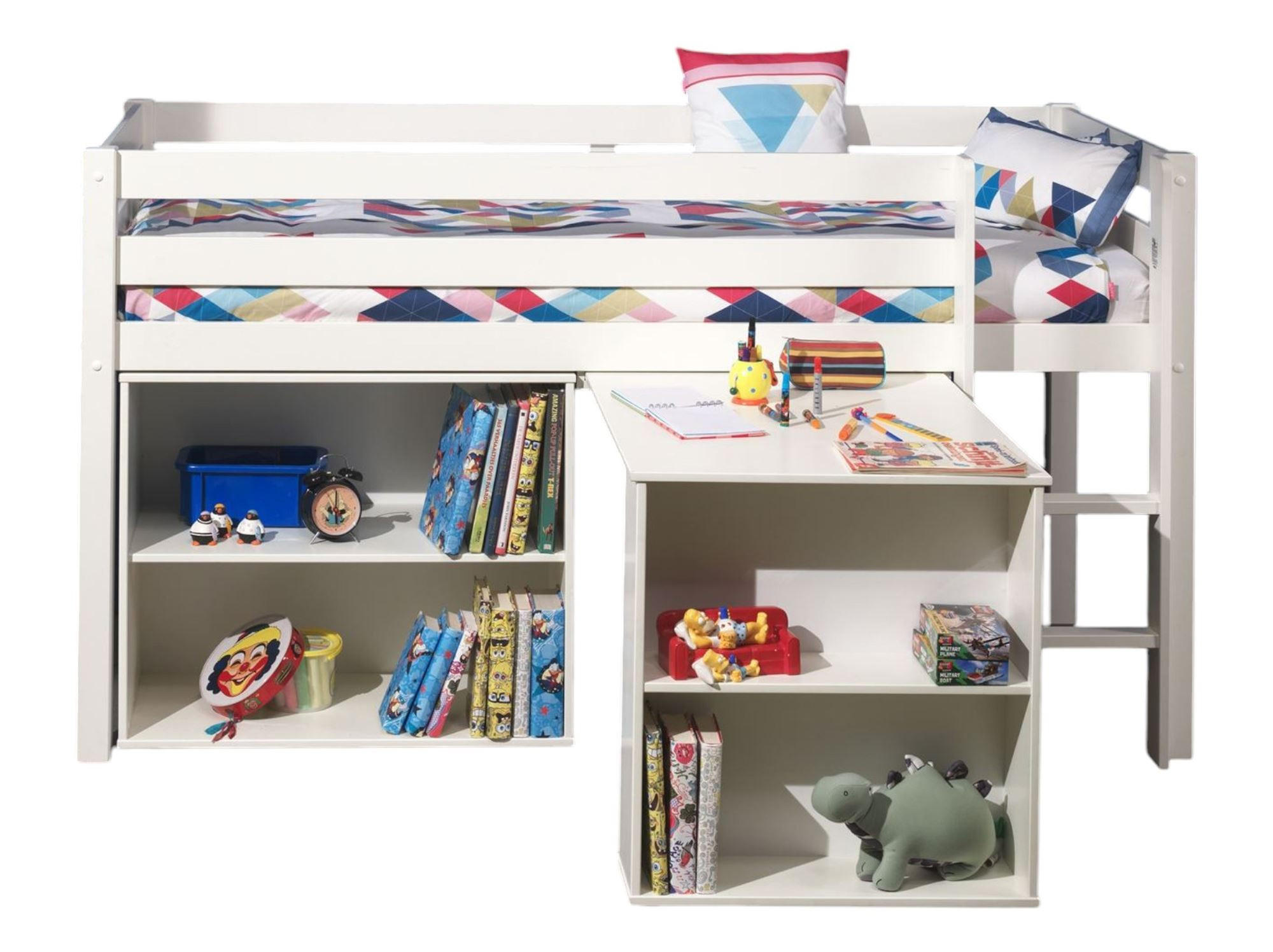 HOCHBETT Karolina 210x114x106 Massivholz+MDF Weiß Regal - Weiß, Holz (90/200cm) - 58aufmkessel