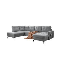 WOHNLANDSCHAFT mit Schlaffunktion und Bettkasten - Schwarz/Grau, Textil/Metall (305/92/200cm) - myHomelando