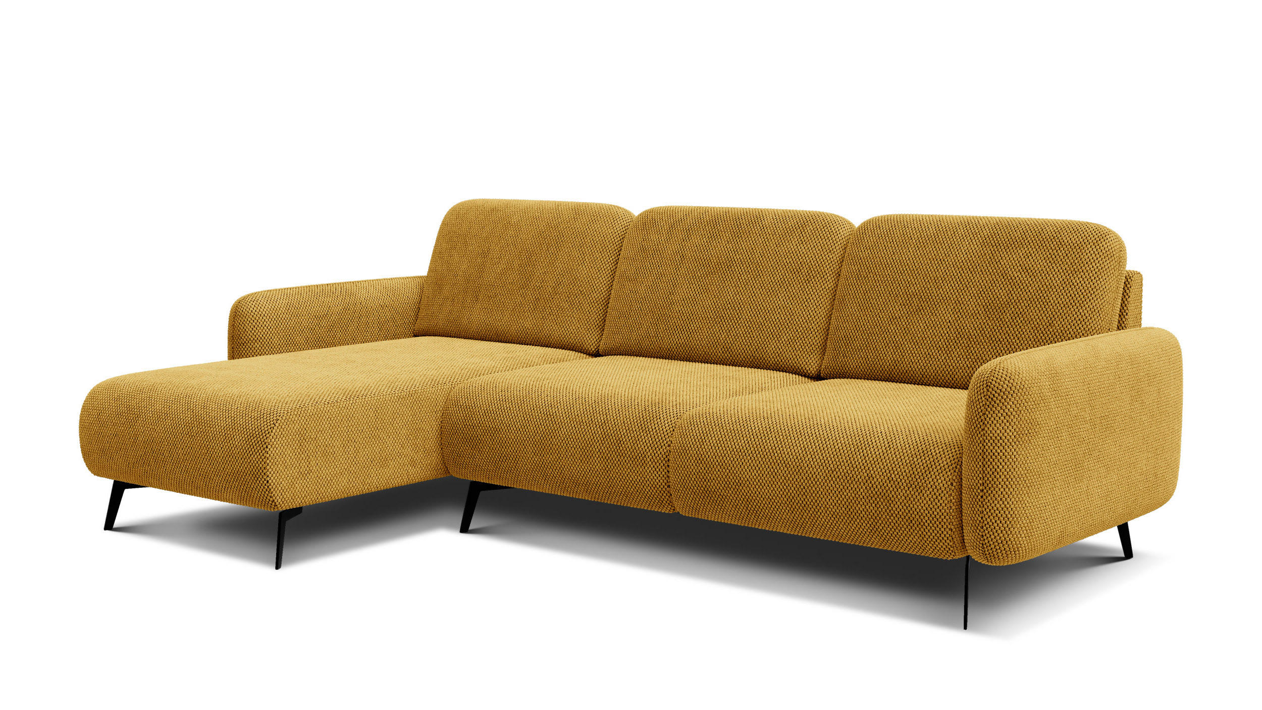 ECKSOFA FEBE 4-Sitzer links, dunkelgelb - Gelb/Schwarz, Holz/Textil (264/157cm) - Courtois Laville