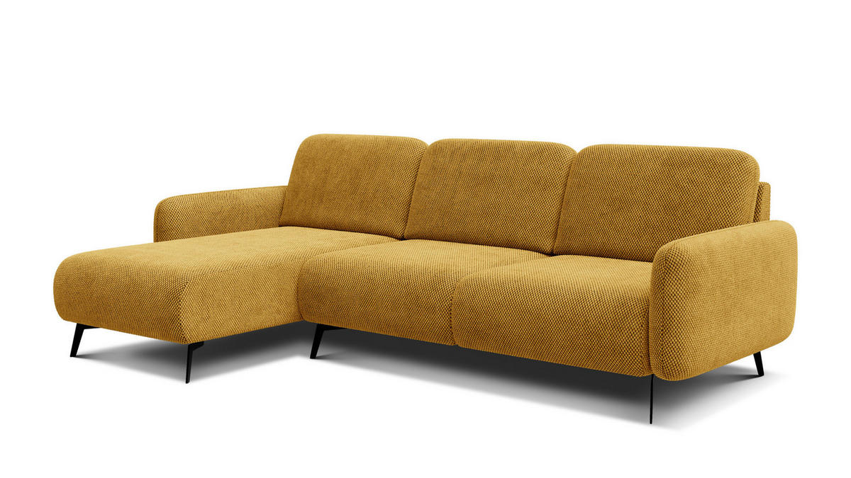 ECKSOFA FEBE 4-Sitzer links, dunkelgelb - Gelb/Schwarz, Holz/Textil (264/157cm) - Courtois Laville