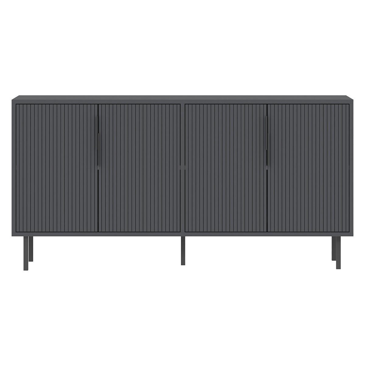 SIDEBOARD mit 4 Türen 36/150/75 cm - Anthrazit, Holzwerkstoff (36/75/42cm) - Calicosy