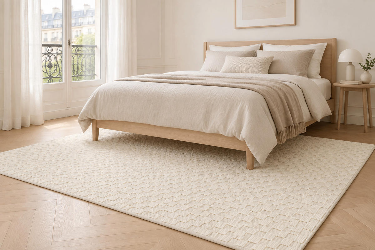 TEPPICH handgefertigt Baumwolle Wolle beige - Beige, Naturmaterialien (120/170cm) - AFK Living