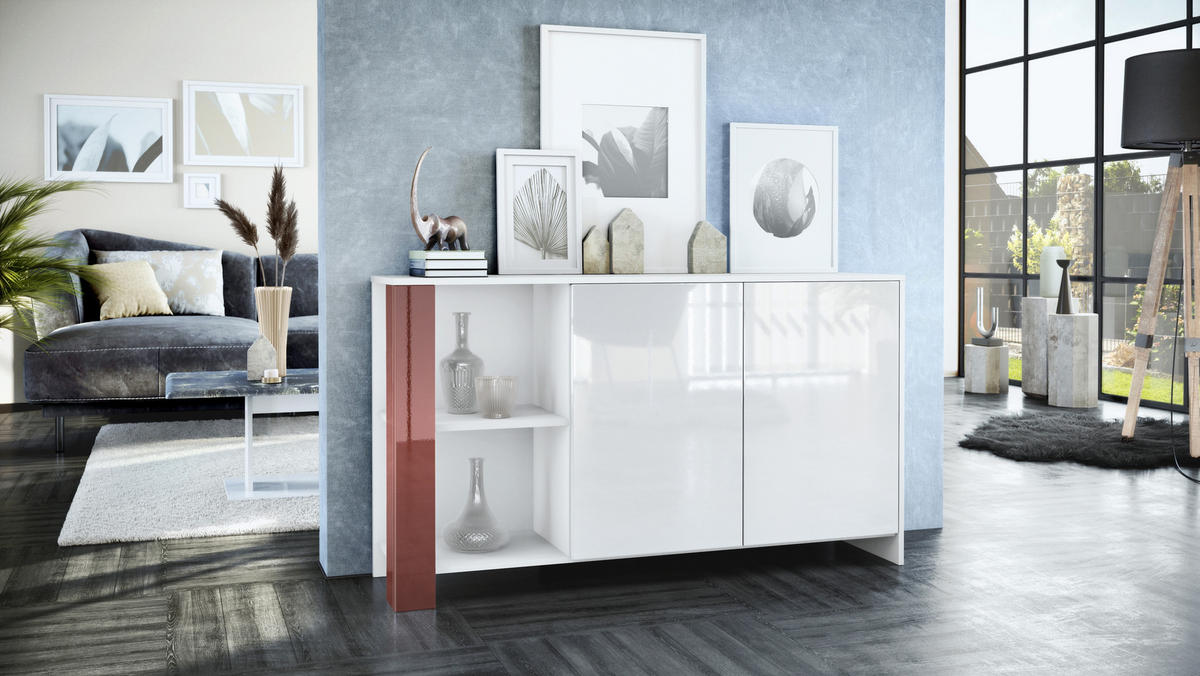 SIDEBOARD Canto Bordeaux Hochglanz - Bordeaux, Holzwerkstoff (143/81/36cm) - Vladon