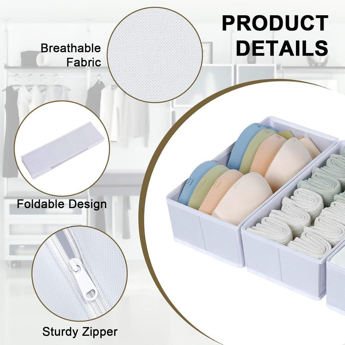 SCHUBLADEN Organizer 12-teiliges Set Weiß - Multicolor, Textil (15/9/30cm)