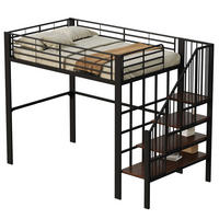 HOCHBETT 140/200 cm Schwarz aus Metall und Holz mit Treppe - Schwarz, Metall (140/200cm) - OKMYHOME
