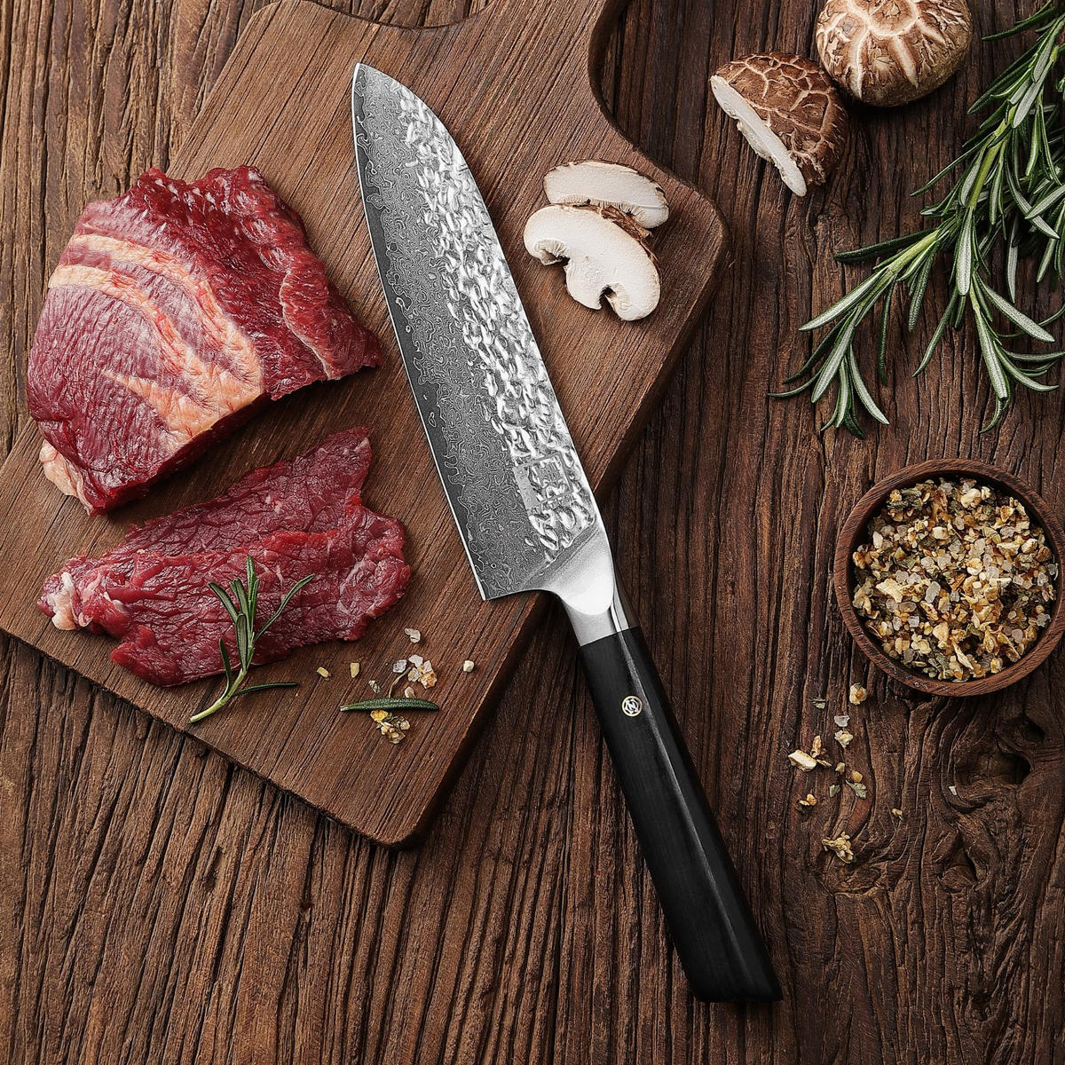 SANTOKUMESSER 17 cm - Schwarz, Holz/Metall (31cm) - Zayiko