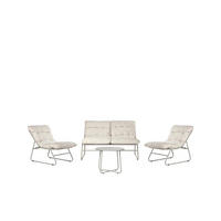 GARTEN-SET mit 2-Sitzer-Sofa, 2 Sesseln und Couchtisch aus beigem Metall Kiet - Beige, Metall - Klast Home