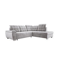 ECKSOFA LOTTA SALVADOR Bettkasten verstellbare Kopfstützen hochwertige Verarbeitung lose Rückenkissen freistehend RECHTS 258x212x106 cm Grey - Grau, Holz/Textil (258/212cm) - DomoHome
