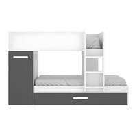 ETAGENBETT - 2 Personen - Holz, Platte - Anthrazitgrau, Weiß - - Anthrazit/Weiß, Holz (90/190cm) - Vente-Unique
