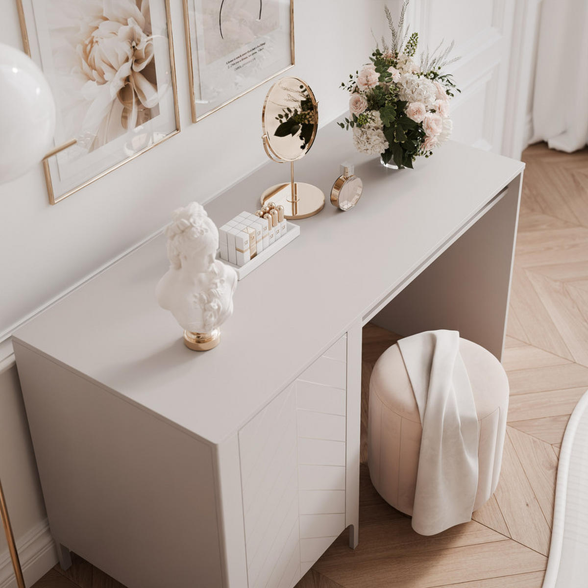 SCHREIBTISCH LORIEN 135/60/78 cm, Kaschmir - Kaschmir, Holzwerkstoff/Metall (60/135/78.1cm) - Idohome