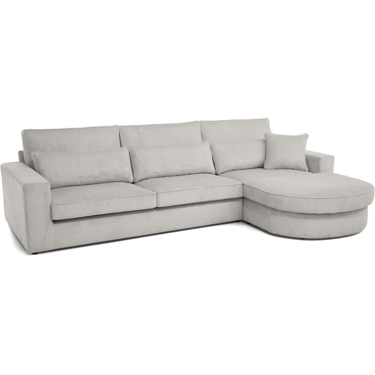 ECKSOFA Pablo ohne Schlaffunktion, mit abgerundeter Ottomane, rechts, Graubeige - Hellgrau, Textil (319/196cm) - Beautysofa
