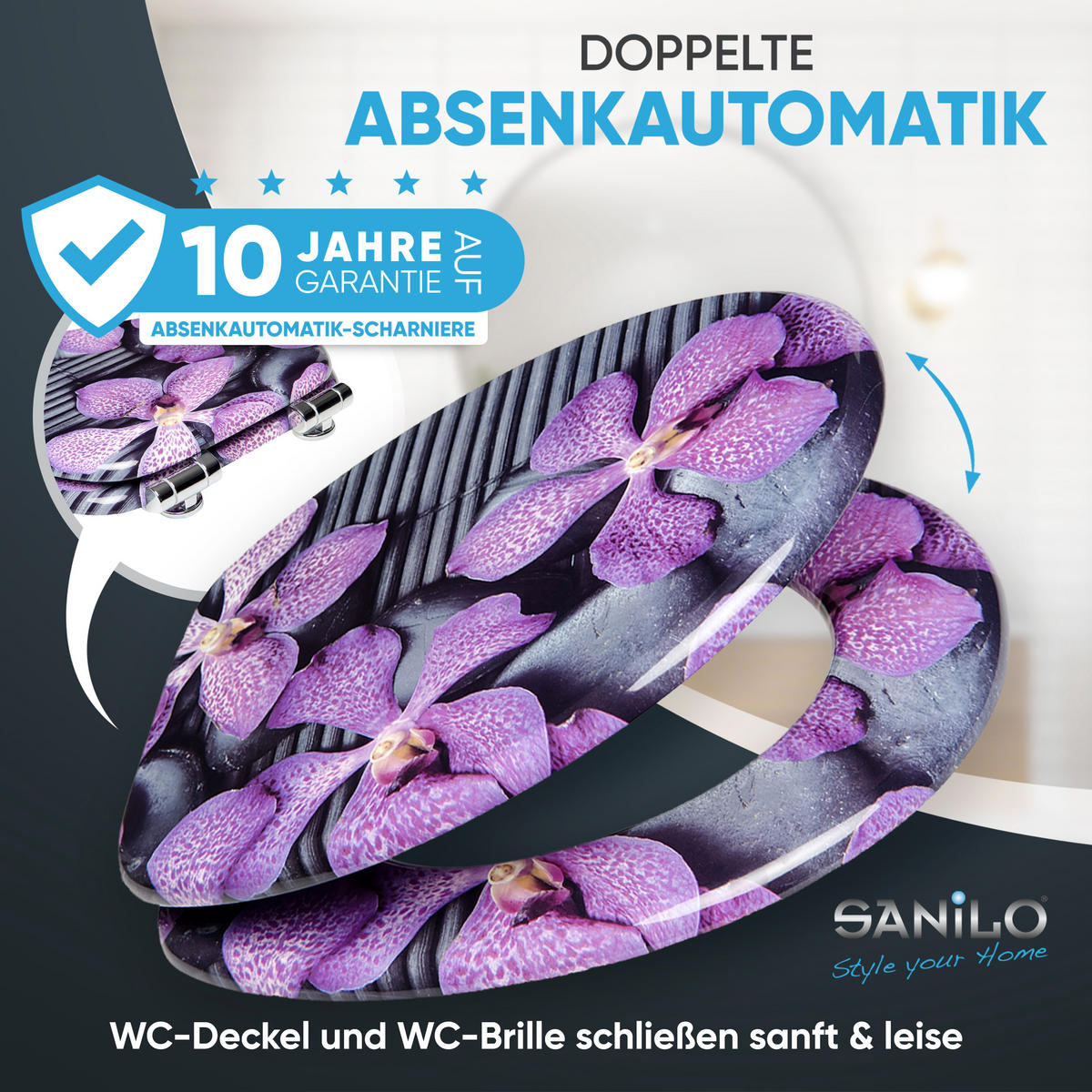 WC-SITZ mit Absenkautomatik Vanda - Violett, Holzwerkstoff (38/6/47cm) - Sanilo
