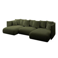 WOHNLANDSCHAFT mit Schlaffunktion und Bettkasten ONESK-U 304x165x40 Grün Bouclé - Grün, Holzwerkstoff/Kunststoff (304/90/165cm) - ALTDECOR