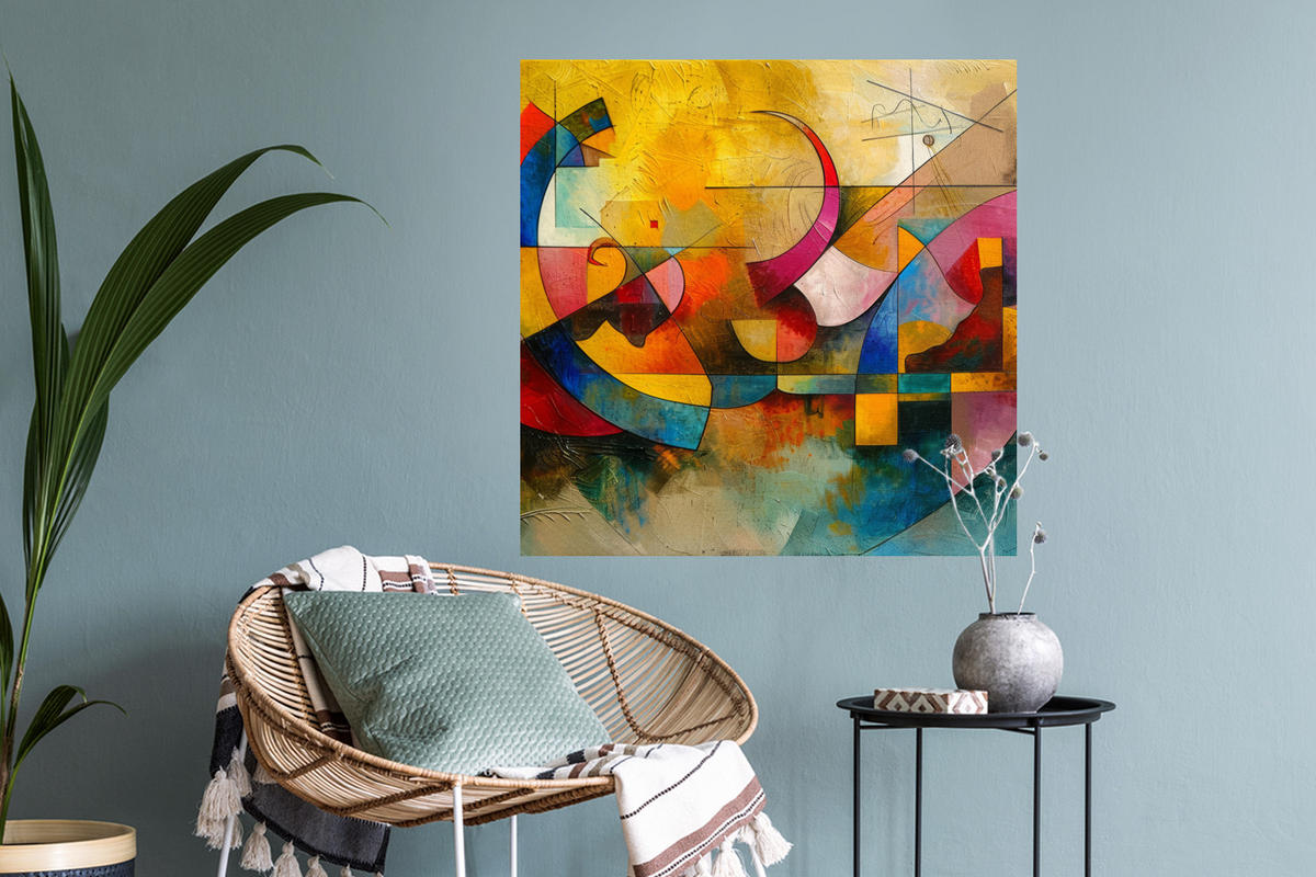 WANDTATTOO Kunst - Abstrakt - Modern 50x50 cm - Gelb, Kunststoff (50/50/0.1cm) - MuchoWow