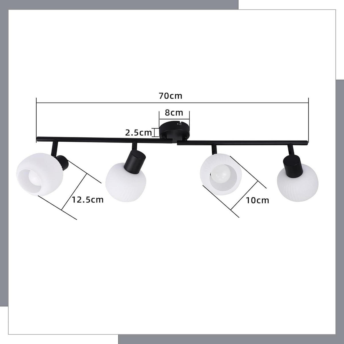 DECKENSTRAHLER Lantra 10/16.5/70 cm - Schwarz, Metall (70/10/16.5cm) - ZMH