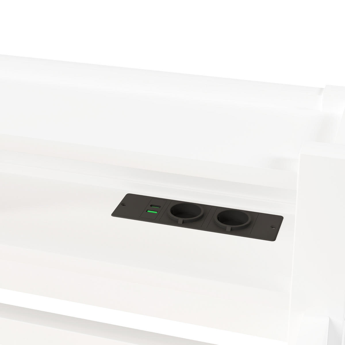 HOCHBETT 140/200 cm in Weiß mit 3 Schränken, LED und USB - Schwarz, Holzwerkstoff (140/200cm) - STILVORA