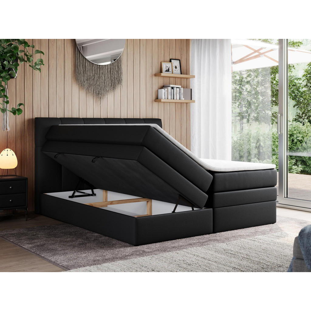 Thumbnail - MKS Boxspringbett, Schwarz, Textil, 2-Sitzer, H3, Rechteckig, 200x200 cm, Schlafzimmer, Betten, Boxspringbetten