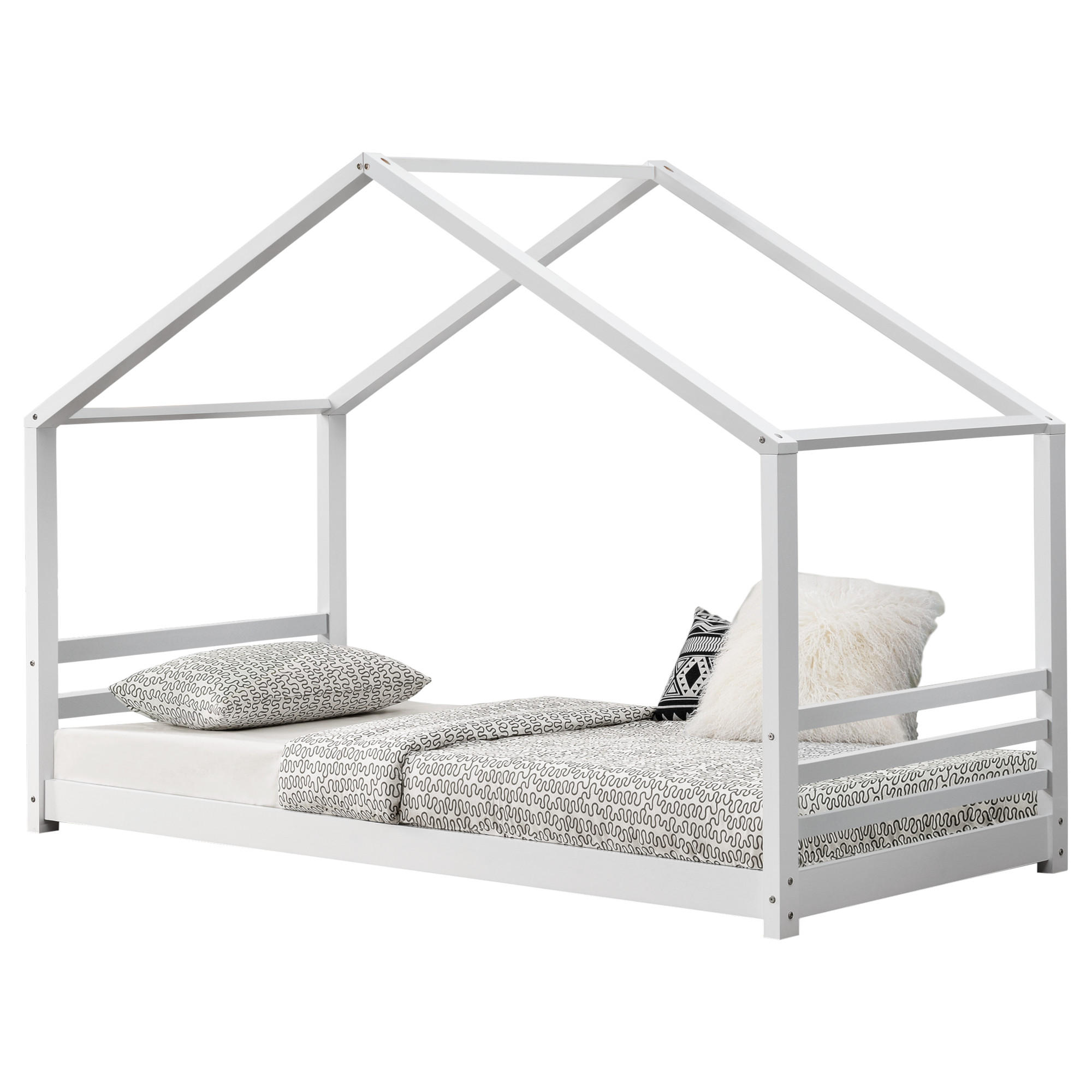 HAUSBETT Vardø - Weiß, Holz (90/200cm) - [en.casa]