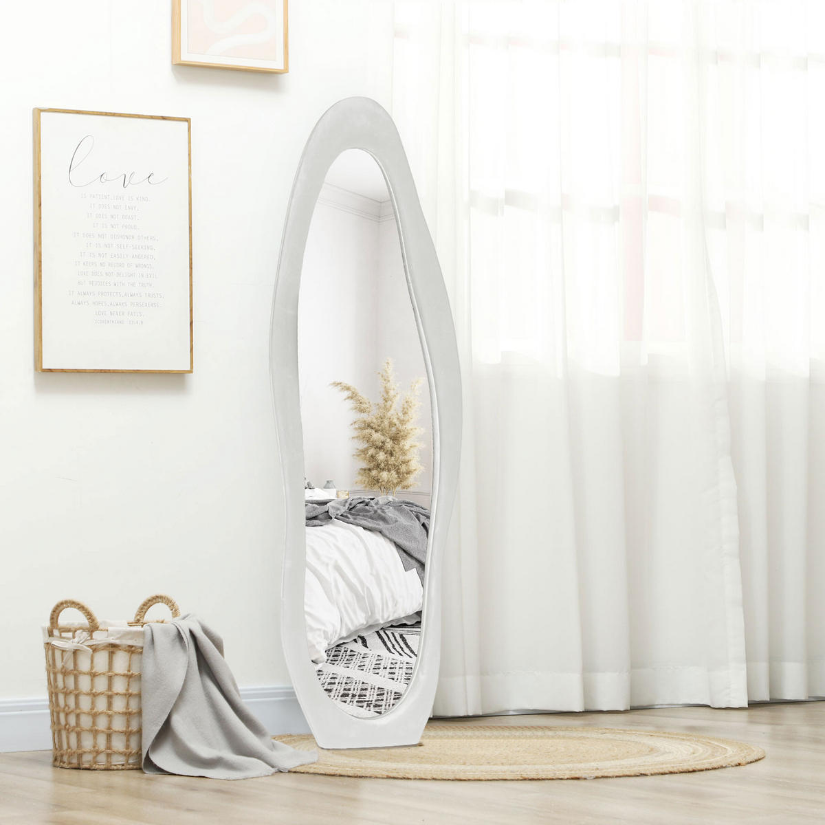 GANZKÖRPERSPIEGEL, 50 x 160 cm - Weiß, Glas (4/160/50cm) - HOMCOM