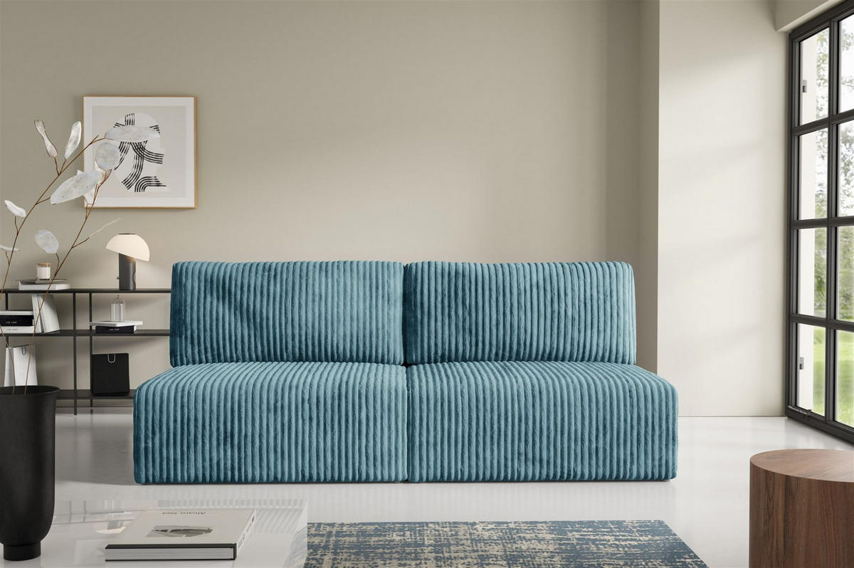 SCHLAFSOFA Natalia Xs - Blau, Holzwerkstoff/Textil (216/85/105cm) - Fun Möbel