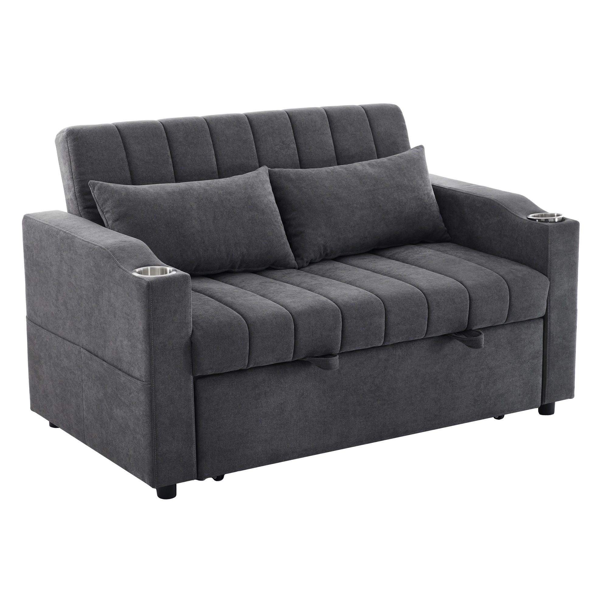 SCHLAFSOFA 136/84/84 cm in Grau – mit 3-fach verstellbarer Rückenlehne - Grau, Textil (136/84/162cm) - BEAOK