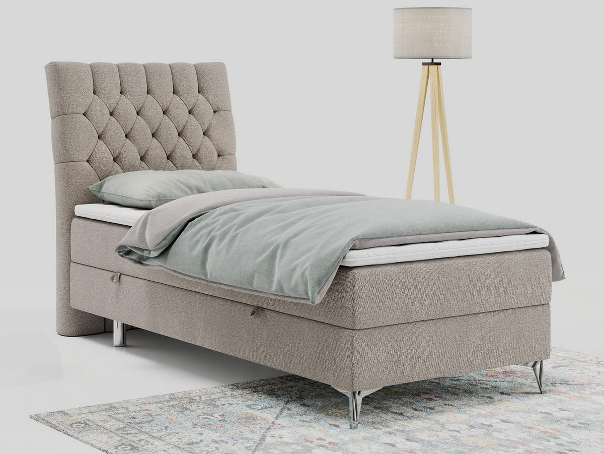 BOXBETT MILEN 90/200 Beige Struktur - H3 - Links Seite - Beige, Holz/Textil (90/200cm) - MKS