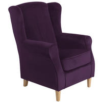 OHRENSESSEL Karlen Bezug Samtvelours Buche natur / purple - Violett/Buchefarben, Kunststoff (86/103/77cm) - 58aufmkessel
