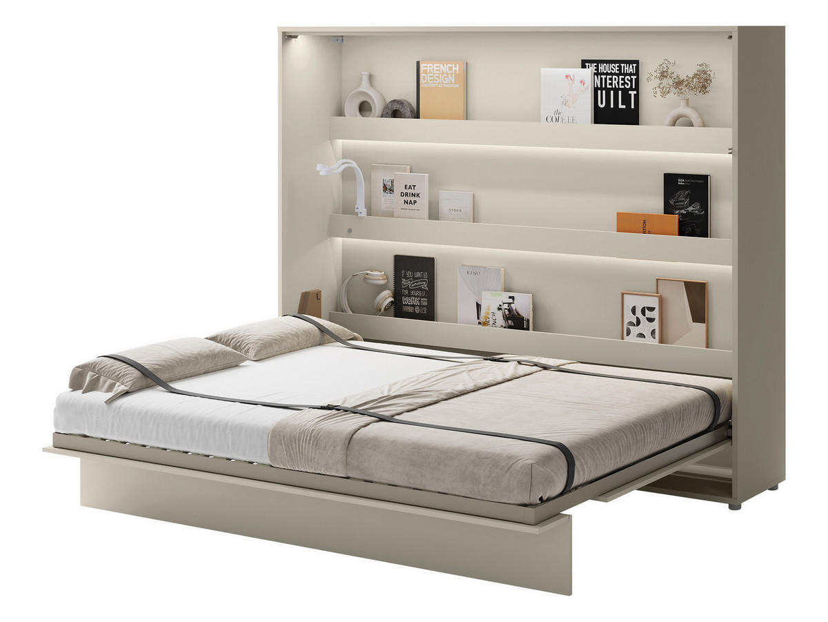 SCHRANKBETT Bed-Concept BC-14 160x200 mit LED-Lampe - Kaschmir/Grau, Holz/Holzwerkstoff (160/200cm) - MIRJAN24