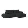ECKSOFA FLUMA R-S Schwarz Geflochtener Stoff mit Schlaffunktion - Schwarz, Holz (279/158cm) - MASSENO