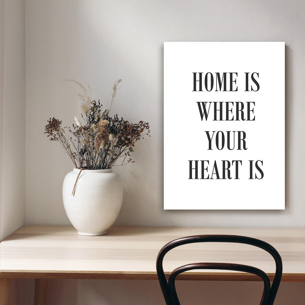 WANDBILD zitat home is where your heart is - Schwarz, Textil (40/60cm) - Feeby